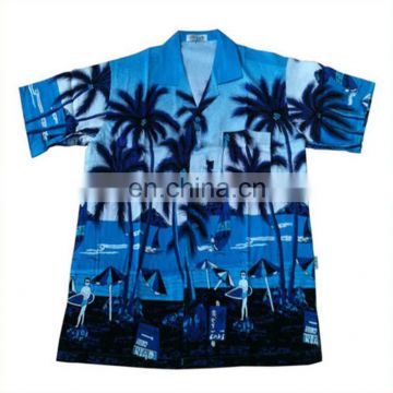 blue 100% cotton hawaiian shirt
