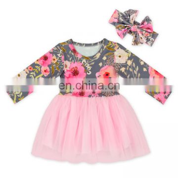 2019 New Arrival Girl Many Colors Floral kids clothes Tulle girl dress