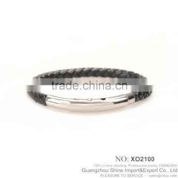 Stainless steel jewelry wholesalers with genuine leather cord discount 20% XE09-0003