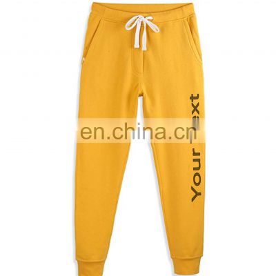 Wholesale Casual Fashion Sweatpants For Men Custom Fleece Jogger Pants Yellow Track Pants with own logo joggers men's