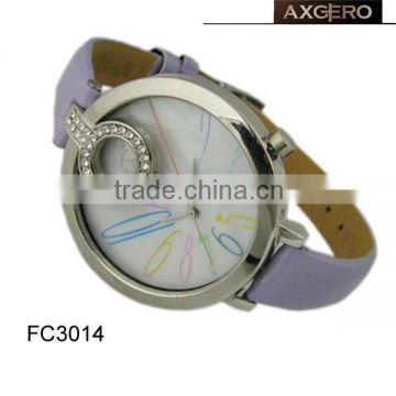 crystal quartz fashion leather watch