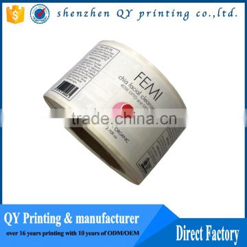 high quality packaging food sticker label for plastic bottles