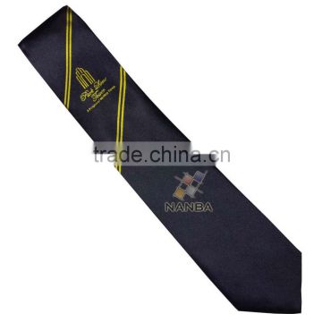 Corporation plain tie in black with logo