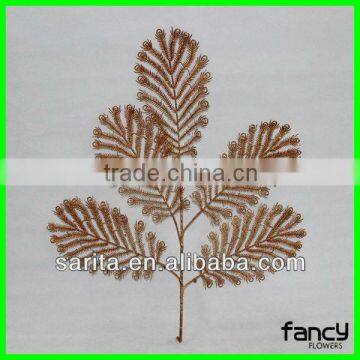 new design artificial glitter leaves for decoration