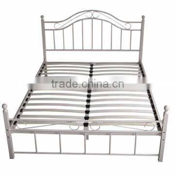 Metal platform bed frame and mattress foundation, with headboard and footboard, box spring replacement