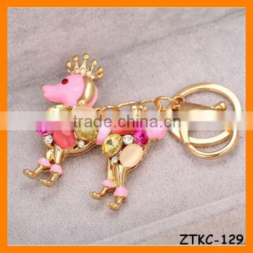2014 Rhinestone Animal Opal Dog With Crown Key Chain, Gift Bag Pendant ZTKC-129