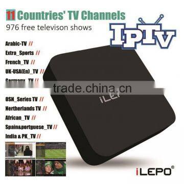 976 free TV channels android 4 4k2k output arabic iptv set top box