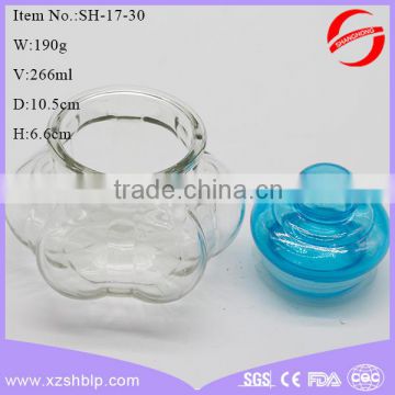 Hot selling 266ml graven glass candle jars with lid wholesale