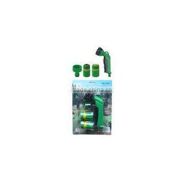 HL066 - 4pcs hose nozzle set (6-way hose nozzle + 2 x 1/2" hose connector + 3/4" connector)