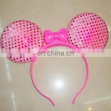 cheap party plastic LED flashing lighted Mickey Minnie ear headband PH-0052