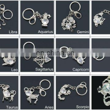Twelve constellations keychain,rhinestone keychain,souvenir promotional gifts