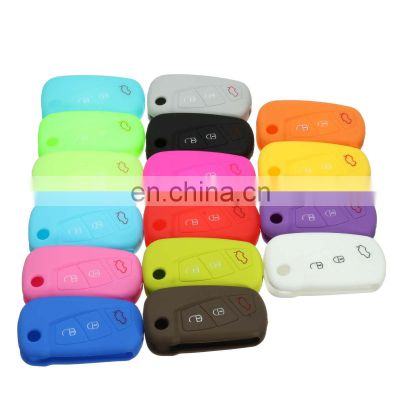 16 Color Silicone 3 Button Remote Flip Key Case Fob Cover Protect Holder For Ford KA