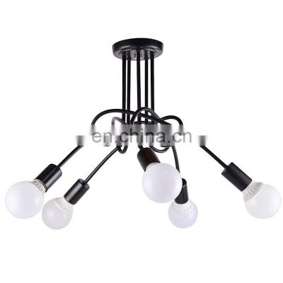 Modern Chandeliers Lamp 3/5/8 Heads Black Iron Pendant Light