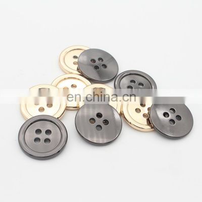 Hanging Black Gun Gold Sewing Fine Edge 4 Hole Customized Metal Alloy Buttons
