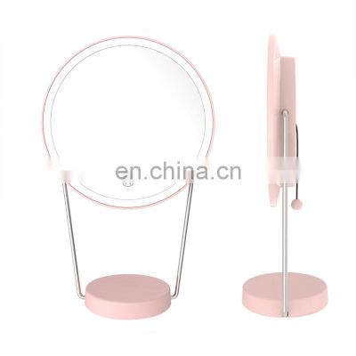 New Touch Switch Standing and Wall Mounted 2 in 1 LED Makeup Mirror with 3 Color Lighting Modes