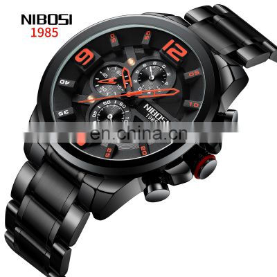 NIBOSI Stainless Steel Waterproof Quartz Mens Casual Watches Digital Wrist Watches