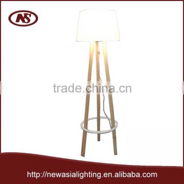 Tripod Wooden floor lamp with Ash wooden base and TC fabric shade