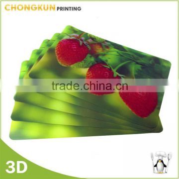 China manufacturer 3D lenticular table mat, plastic christmas placemat