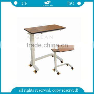 large quatity AG-OBT012 U type base wood board hospital overbed bed table