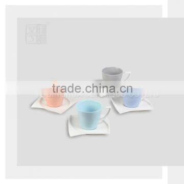 Special Shape Color Clay Porcelain Cup and Saucer Sets for Tea or Coffee