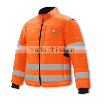 EN 20471 high visibility winter duvet safety jackets with thermal insulation