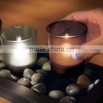 New arrival glass tealight candle holder with wooden display base