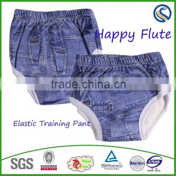 Happy Flute Training Pants AIO baby trainer jean print reusable cloth diaper manufacture