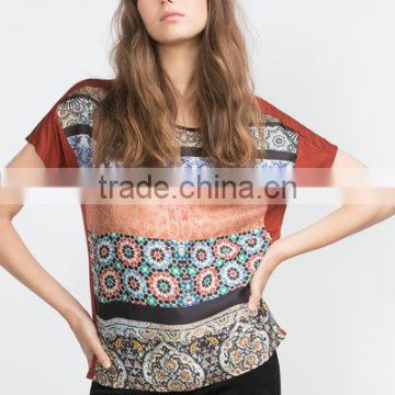 lady clothing printed fabric short sleeve t shirt of girls