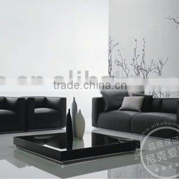 Modern Black Fabric 3+2+1 Sofa Set Furniture