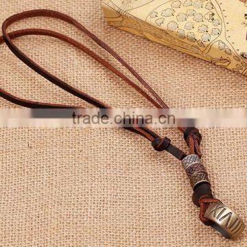 High Quality Creative Design Vintage Lighter Pendant Leather Necklace Real Leather Necklace