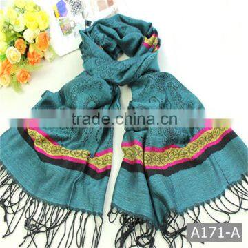 A171 Polyster long hot selling piano jacquard acrylic woven scarf