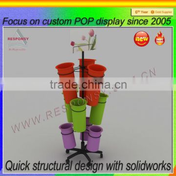 customized round metal fresh flowers display stand with flower box