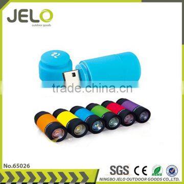 Ningbo JELO Promotion Super Bright Plastic 1LED USB Keychain Light Gift Flashlight Soft Touch