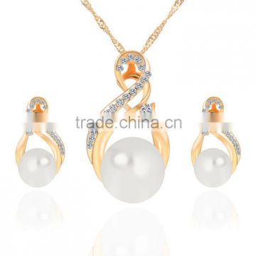 Small Order China Wholesale necklace with pearl earring gold 3pcs jewelry set korean