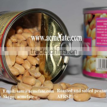 Snacks canned roasted andsalted peanuts