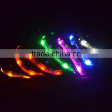 Colorful webbing glowing in dark led dog collars