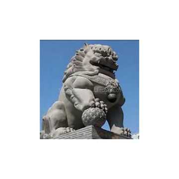 Lion Stone Carving Garden Statue In Grey Granite