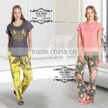 trendy %100 cotton summer pyjama for ladies