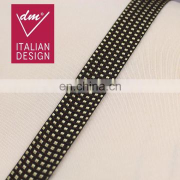 Good quality black knitted tartan ribbon tape RB0385