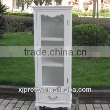 modern white wooden corner glass door display cabinet