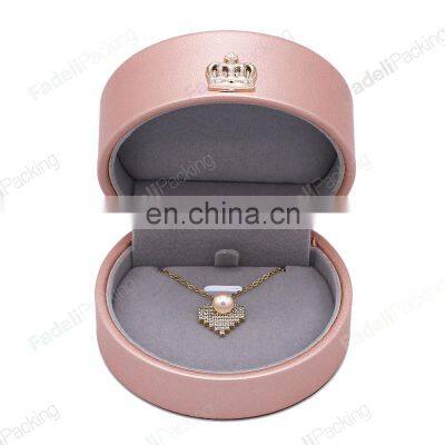 New Trend Gift Packing Pink Color Pendant Pu Leather Jewelry Box