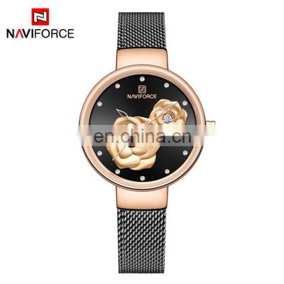 NAVIFORCE NF5013 Luxury Charm Watches Women Japan Quartz Ultra Thin Stainless Steel Metal Strap Watch