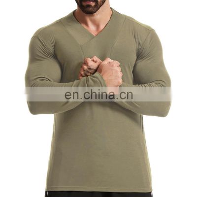 Hot Sale Fashion Long Sleeve Outdoor Athletic Pullover T Shirt Custom Sweatshirt Causal Sport Top Men's Gym Fitness Clothes