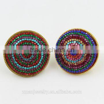 Classic Ethnic Style Colorful Multi Rhinestone Ring Fashionable Jewelry