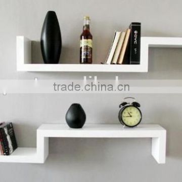 Two S Shaped Floating Wall Shelves Units DVD CD BOOK Storage Shelf Display Unit