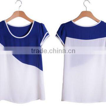 Ladies short sleeve color matching new style t-shirts