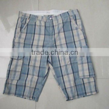 2012 mens fashion plaid cotton cargo bermuda shorts with 6 big pockets