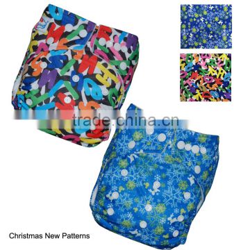 Christmas Newest Patterns Models Designs for Baby Cloth Diaper Washable Microfleece diapers