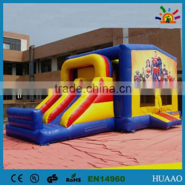 Hot sale hook and loop banner double lane slide inflatable combo for kids
