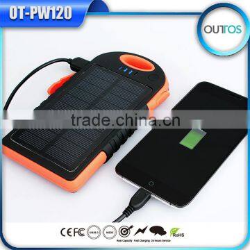 2016 new arrival 10000mAh large capacity solar dual usb ports power bank